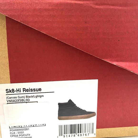 Vans SK8 HI Top Reissue Canvas Gum Black Sneakers Shoes Women's Size VN0A2XSBL0D - Picture 8 of 9